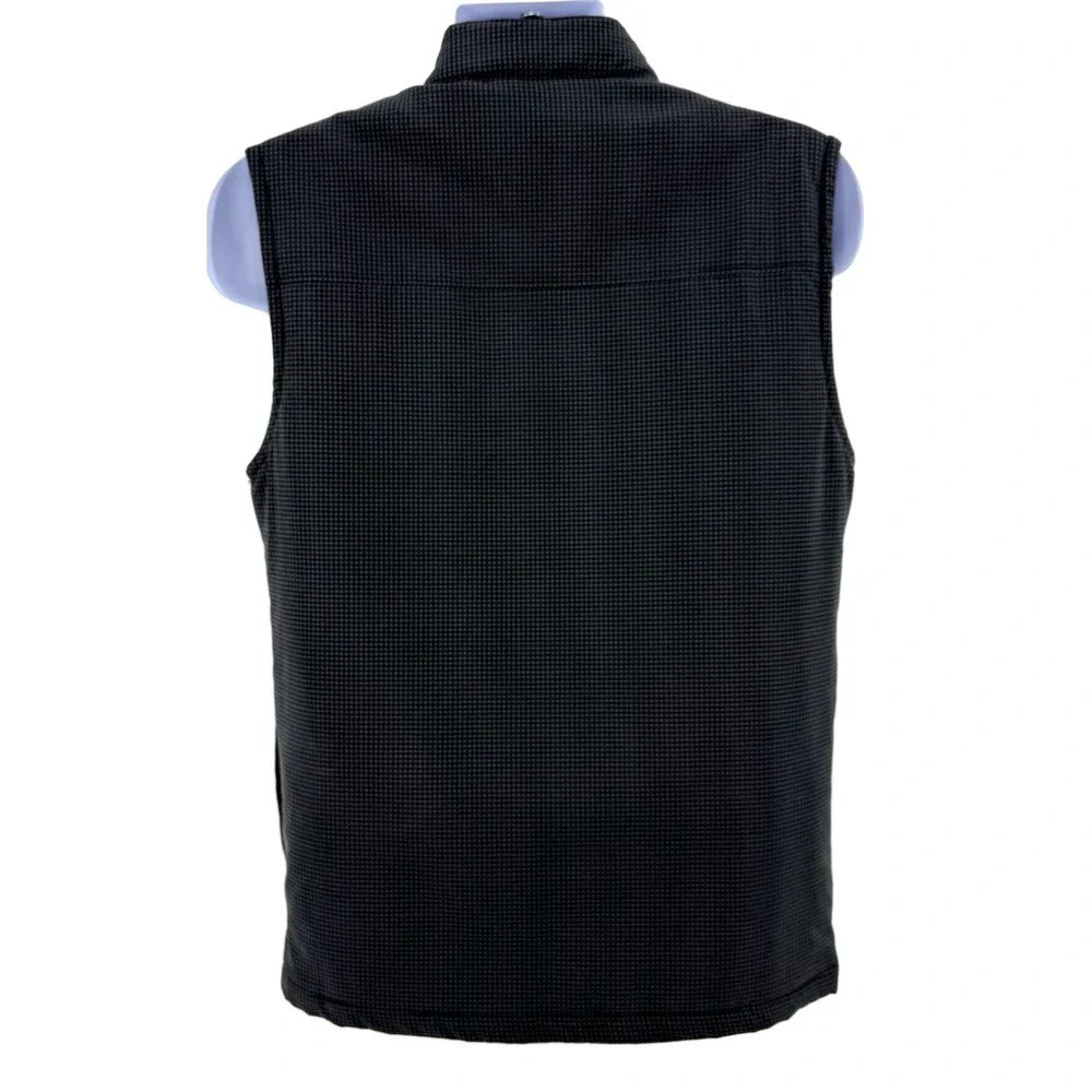 TravisMathew Keep It Up Vest Men's Small Black Check Full Zip Golf NWT 1MU365